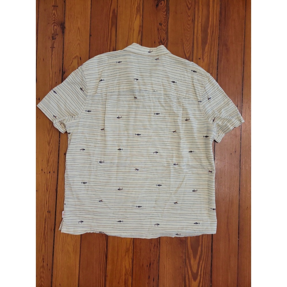 St Johns Bay Mens XL Fishing Lure Button Up Linen Cotton Blend Vacation Casual - Picture 10 of 10